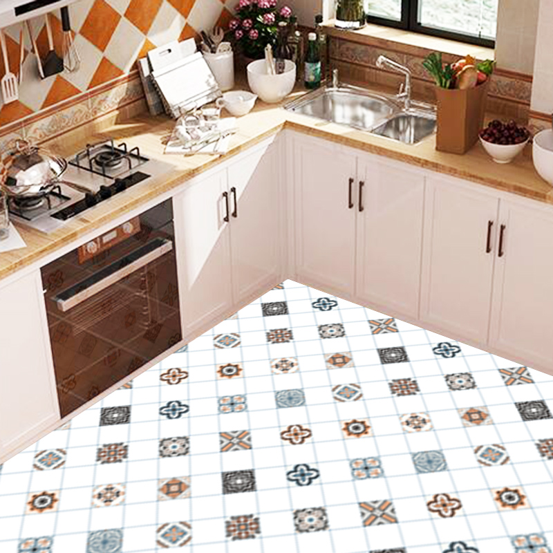 Kitchen Ground Waterproof Anti-Slip Abrasion Resistant Floor Sticker Home Floor Tile Refurbishment Sticker Self-Glued Anti-Oil Decorative Floor Sticker