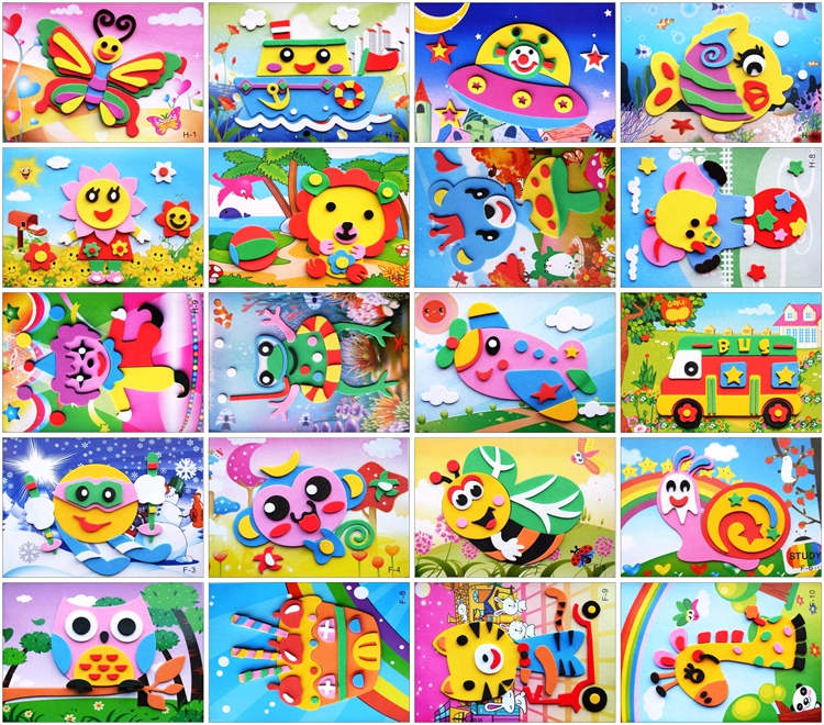 幼儿童EVA手工贴画3D立体贴纸幼儿童DIY制作玩具海绵粘贴