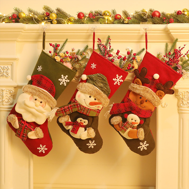Christmas Socks Gift Bag Candy Bag Tree Pendant Big Snowman Old Man Gift Bag Socks Christmas Decorations