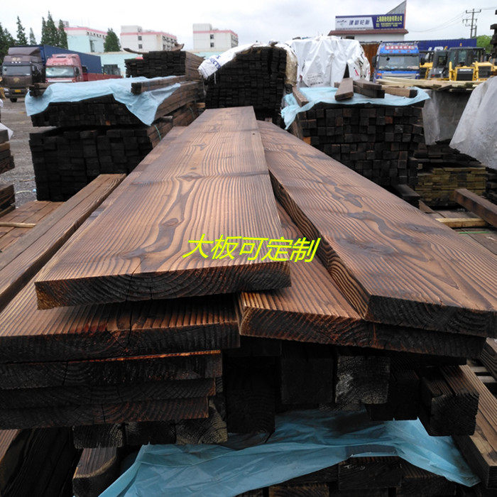 Carbonized wood Douglas fir carbonized large board wood column Floor wall panel wood square circle column customized specifications and sizes