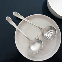 Household drink soup porridge big spoon 304 stainless steel do old round spoon deepened eating hot pot spoon Colander creative