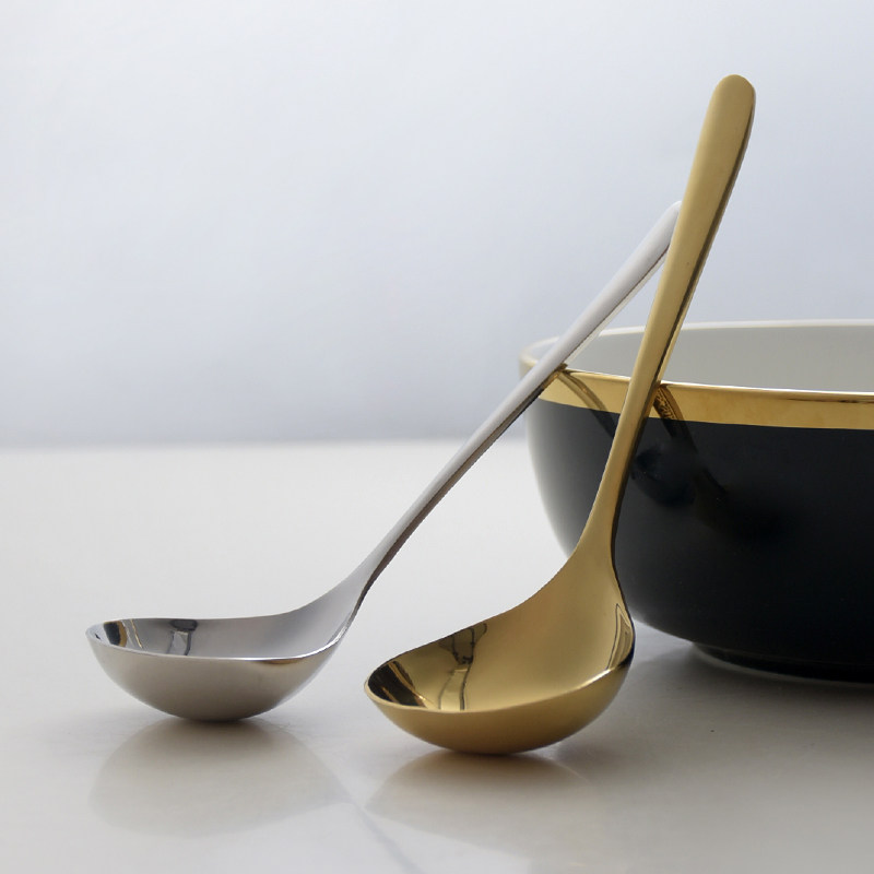 Deepen 304 stainless steel spoon long handle large head round spoon small tablespoon tablespoon congee spoon seasoning spoon