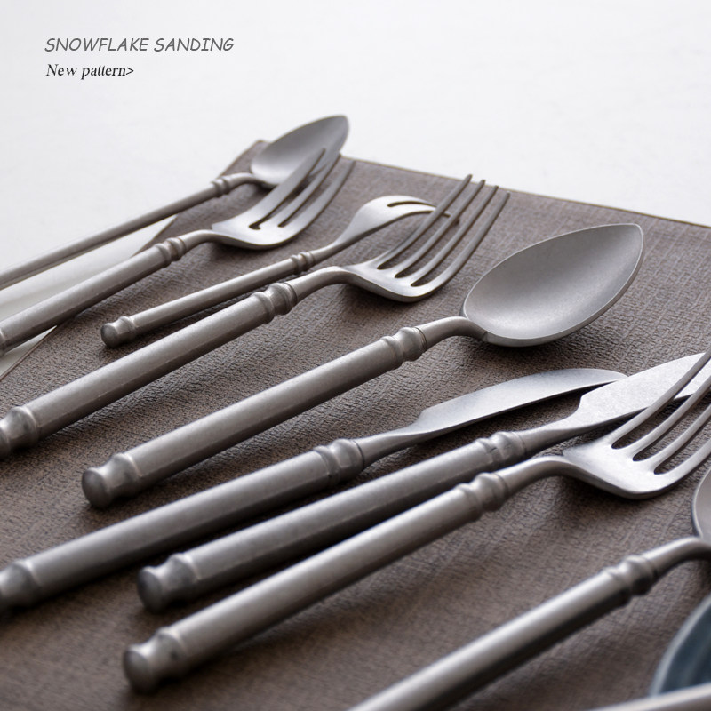 Snowflake Grey Nordic Ins West Dining Knife Fork Retro Frosted Surface 304 Stainless Steel Steak Knife European Style Home Suit