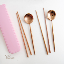 Portuguese style chopsticks spoon two-piece tableware set stainless steel 304 spoon travel portable household spoon