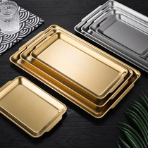 304 thickened stainless steel rectangular disc sushi disc frosted flat plate tray containing pan Korean style barbecue tray