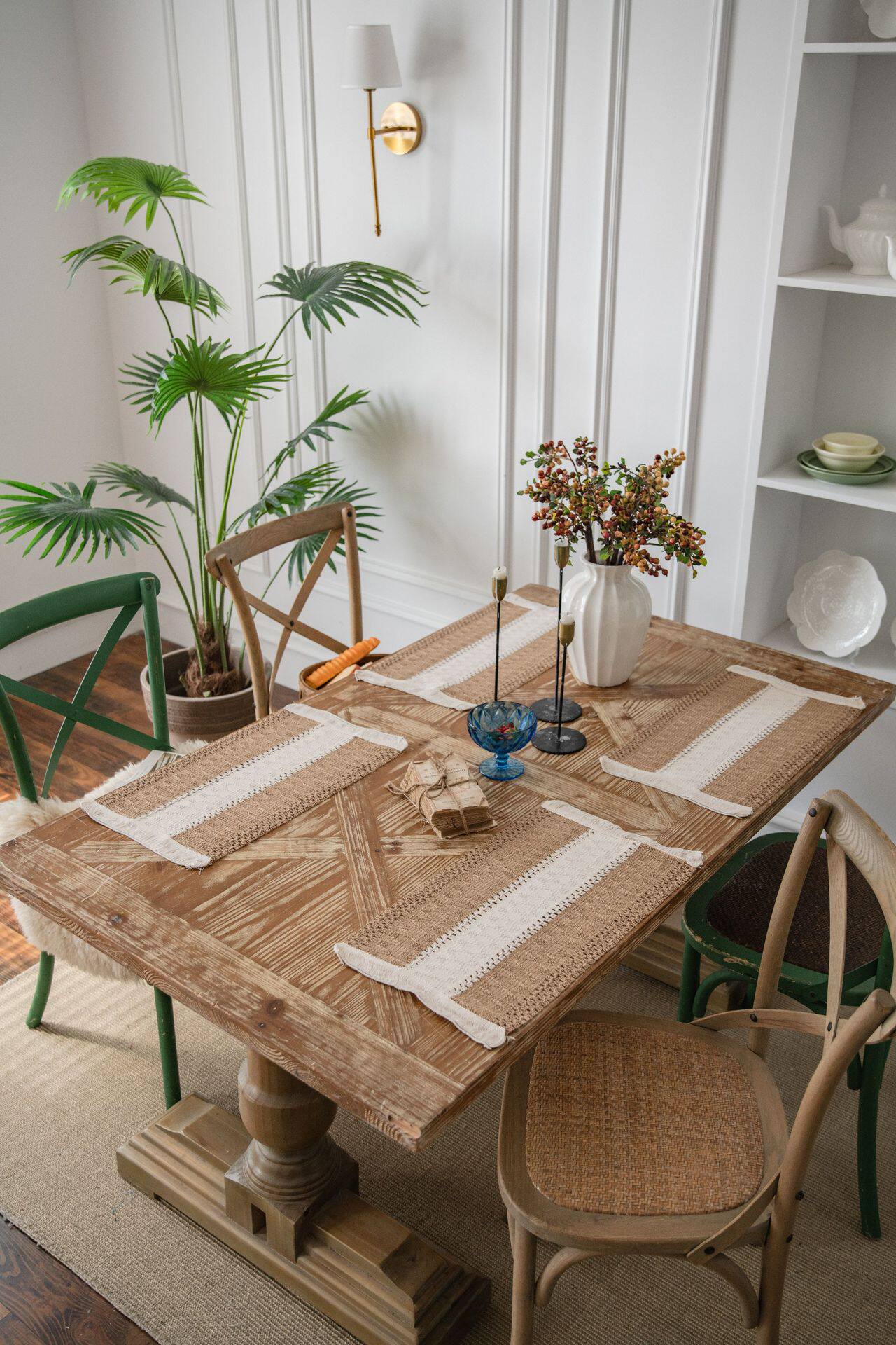 Hemp Rope Dining Mat Geometric Rhomboid Western Dining Mat Red Cutlery Mat Woven Collage Festival Flow Subowl Mat Insulation Mat