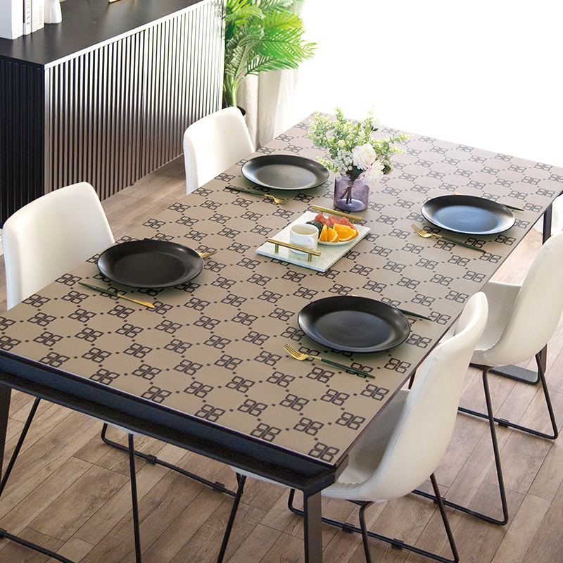Nordic light and luxurious waterproof and anti-washable home leather table cushion table cloth pvc anti-burn customizable dining room cushion