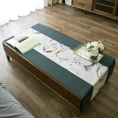American retro flower household coffee table cover cotton linen waterproof and anti-hot thick tea table mat table mat table cloth TV cabinet