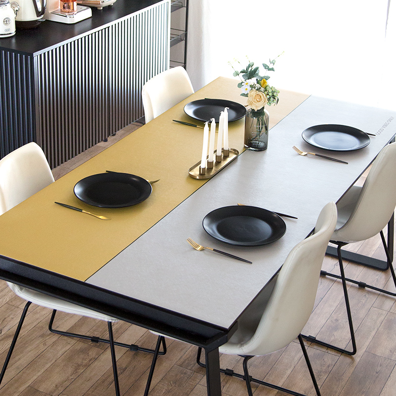 Splicing Collision Color Pure Color Leather Table Flag Anti-Oil And Burn-Free Table Cloth Tea Table Mat TV Cabinet Mat TV Cabinet Mat Customizable Table Mat