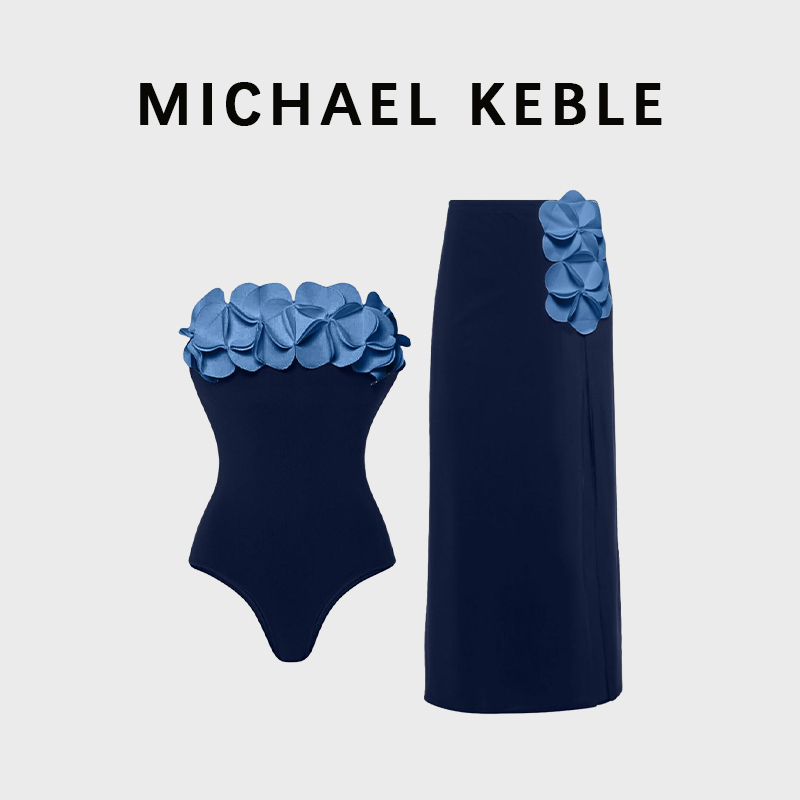 French Michael Keble Niche Design One-Piece Swimsuit for Women, High-End Fashion Tight-Fitting Beach Vacation Swimwear