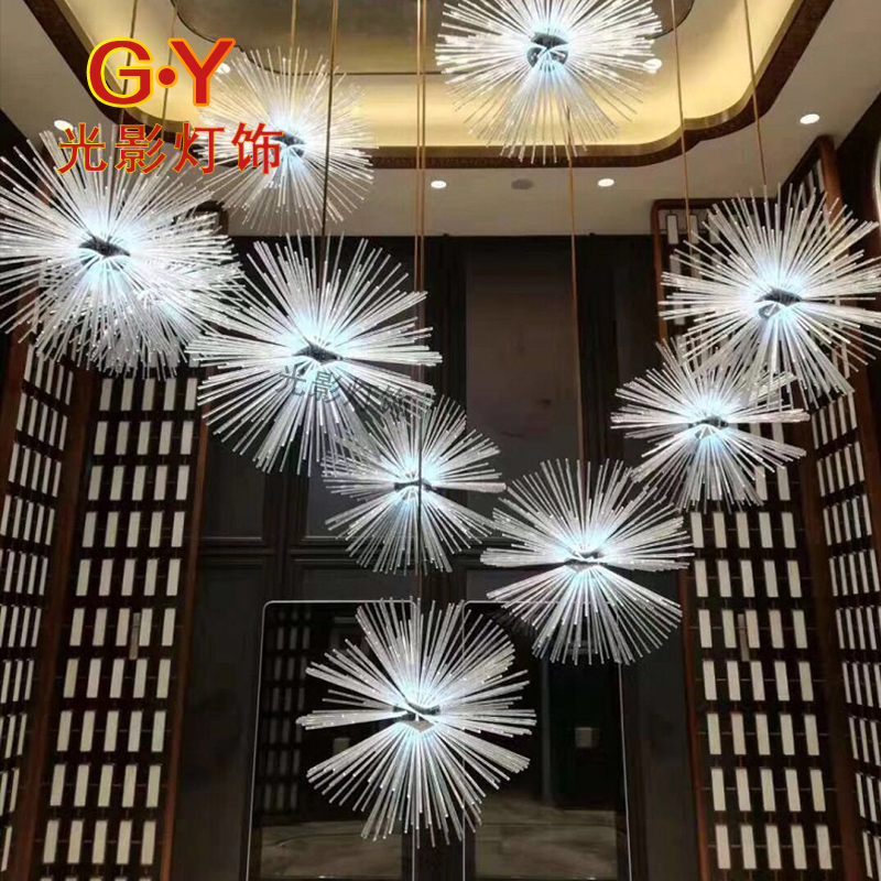Sales department sand table lighting villa duplex building living room lighting staircase long chandelier creative starry decorative lighting customization