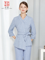 New spring beautician work clothes female high-end beauty Nursing Home Health Center foot bath technician foreign style two-piece suit