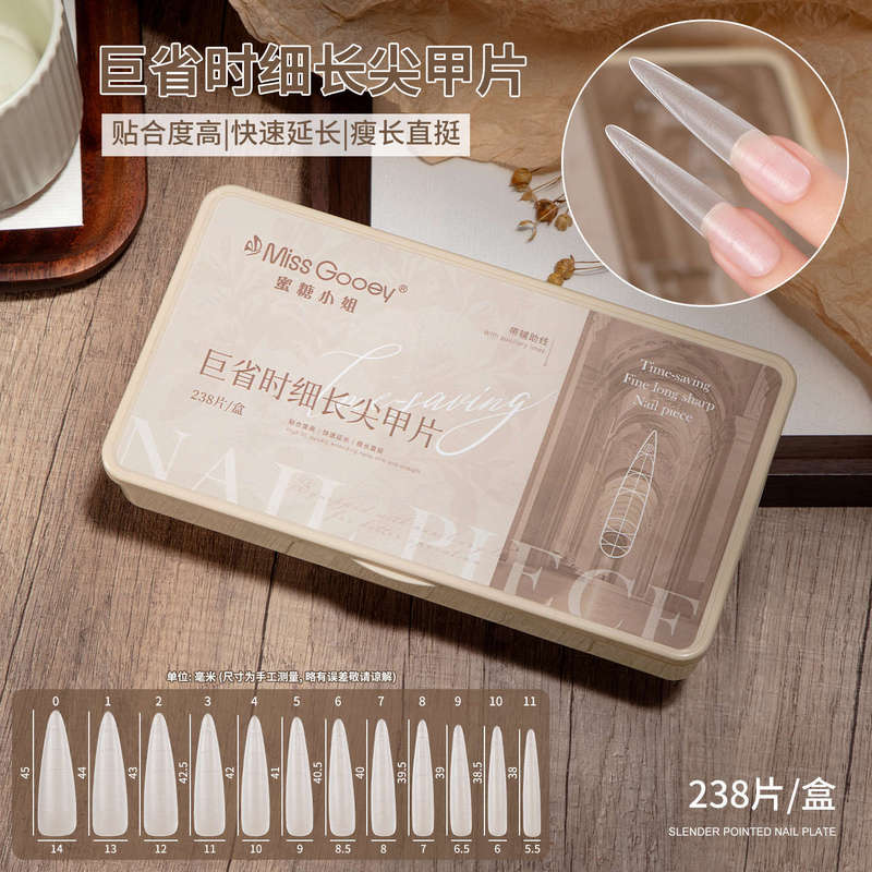 Slim, Straight, Long, Pointed, Round Nail Tips for Nail Salons, with Auxiliary Lines, No Need for Polishing, Traceless Fake Nails, Full and Half Patches Slim, Straight, Long, Pointed, Round Nail Tips for Nail Salons, with Auxiliary Lines, No Need for Polishing, Traceless Fake Nails, Full and Half Patches