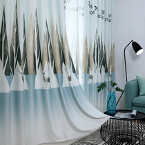 2019 new dream forest fawn semi-shading finished curtain fabric living room bedroom cartoon style Nordic style