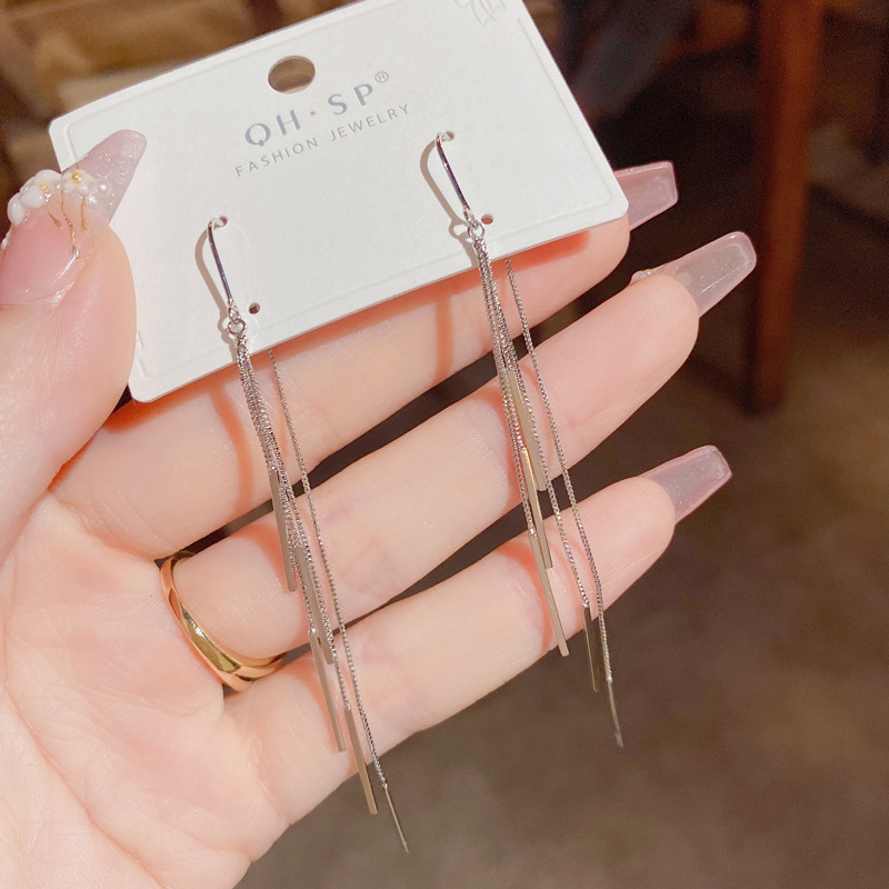 Earrings 2022 New Unique Design Chain Tassel Earrings Feminine Long Version Hypoallergenic Earrings Earrings