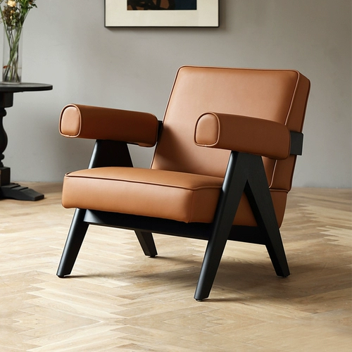 Северный сплошной деревянный стул для отдыха маленький квартира балконы кожаный одно диван -стул Дизайнер Отель Кресло кресло кресло кресло