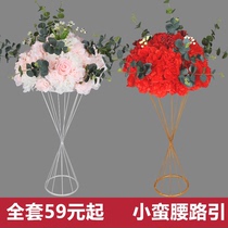 Iron geometric hollow vase ornaments Golden waist flower wedding table set flower wedding props road guide Flower