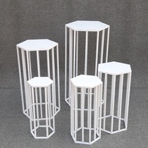 Wrought iron hexagonal cake table shelf dessert table welcome area sign-in table decoration ornaments road guide frame wedding props