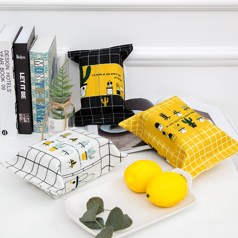 Internet celebrity ins style fabric cotton and linen tissue box living room coffee table paper box thickened cotton and linen can be washed