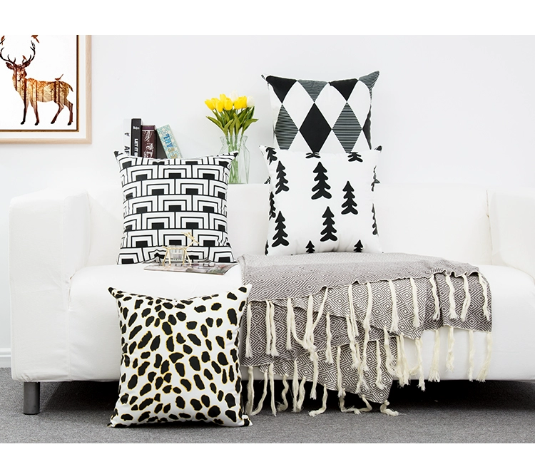 Phong cách đơn giản hình học phòng khách sofa gối nhung ngắn mô hình con báo gối hai mặt in dày đệm mô hình trang trí phòng - Trở lại đệm / Bolsters