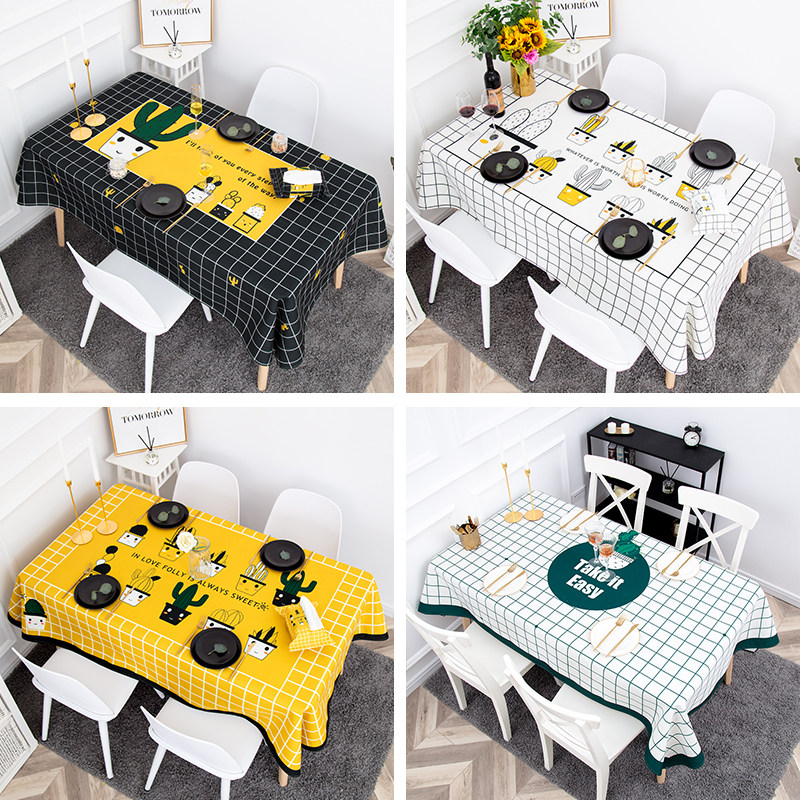 ins wind fresh cacti table cloth waterproof anti-oil table tea table cloth rectangular desk cover cloth