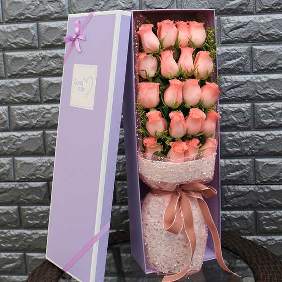 33 red, pink and white champagne roses bouquet gift box, Shanghai Flower Express, intra-city flower shop, birthday delivery within hours