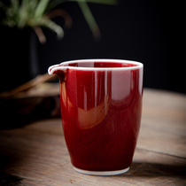 Jingdezhen Lang red glaze fair cup ceramic tea set home tea sea pure handmade red tea cup anti-scalding tea divider