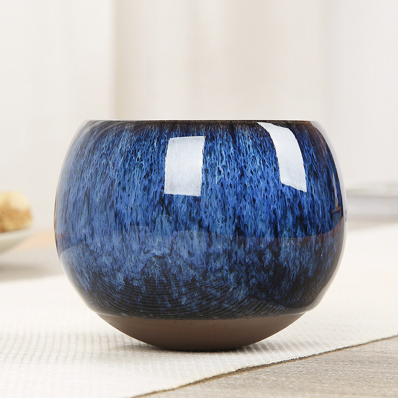 Kiln change Tianmu glaze built cup Kung Fu tea set single cup creative tumbler tea cup ceramic master cup large tea cup