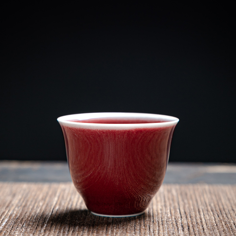 Jingdezhen Lang Hong Glaze Master Cup Red Tea Cup Ceramic Household Kung Fu Tea Set Women's Single Cup Guest Cup