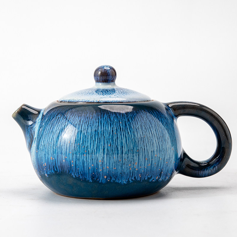 Jianzhan kiln variable Tianmu glazed teapot ceramic kung fu tea set household large teapot 200ml large-capacity single pot