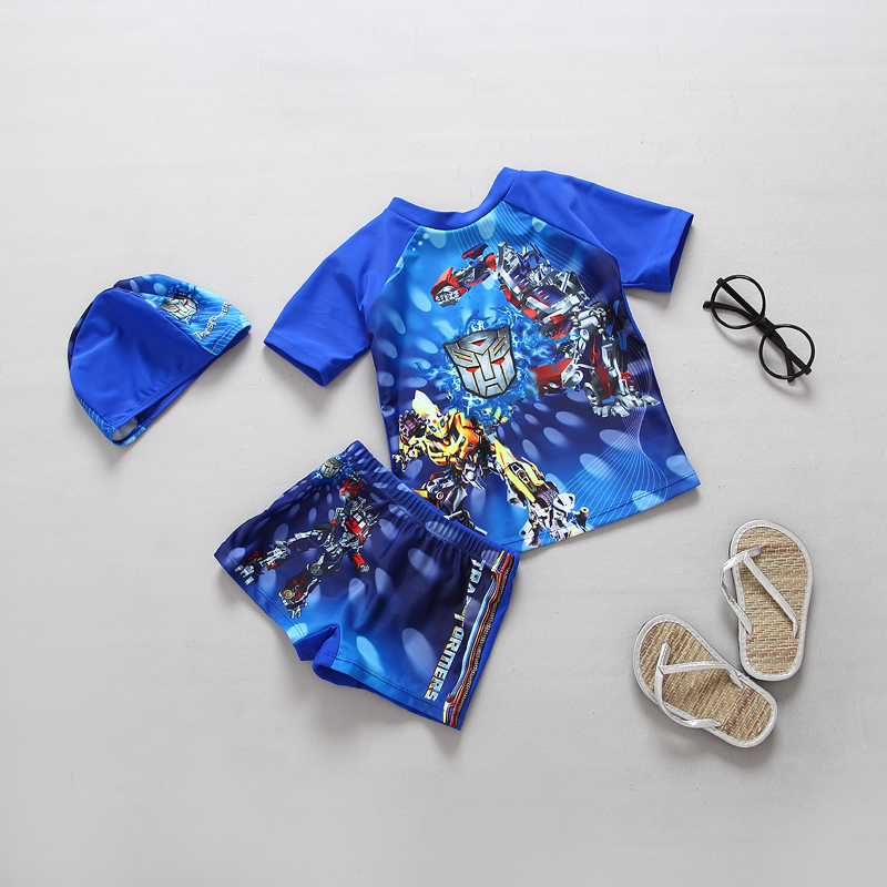 Han Fan Split Đồ bơi cho trẻ em Boy Baby Baby Cartoon Spider-Man Superman Sunscreen Bộ đồ bơi - Bộ đồ bơi của Kid áo tắm trẻ em