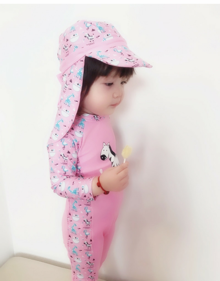 Korea Han Fan Children Đồ bơi cho bé gái Zebra Zebra Kem chống nắng UV Baby Warm Spa Bộ đồ tắm đồ bơi bé gái