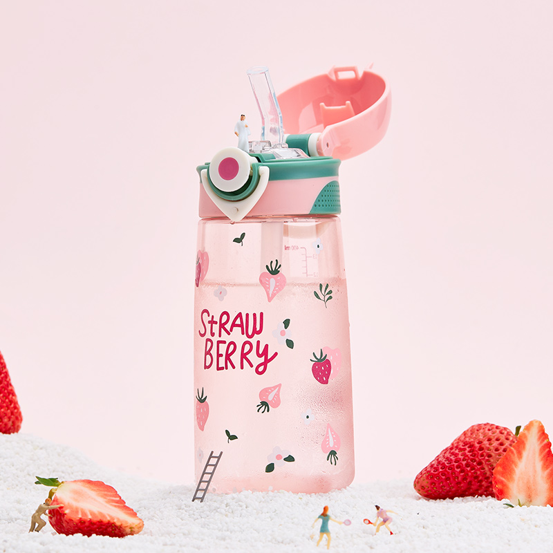 tritan children's water cup Plastic with straw cup Cute teenage schoolboy thermos cup Drop-proof kettle portable