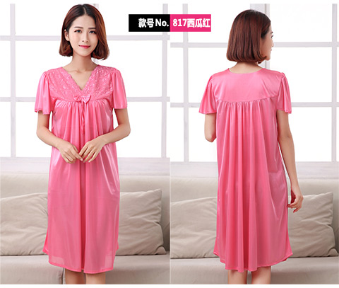 Mùa hè cỡ lớn phụ nữ lụa phụ nữ mang thai béo MM băng lụa cộng với chất béo ngắn tay áo ngủ nhà dịch vụ đồ ngủ đặt 220 kg đồ mặc ở nhà