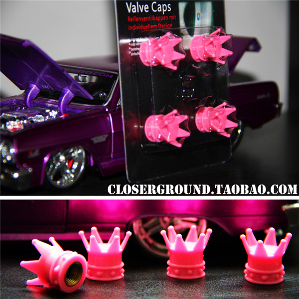 Pink modified car Hellaflush valve cap Crown valve cap personality valve cover