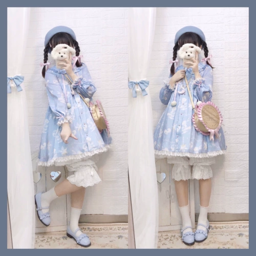 Catch you Catch me Оригинальный лонгслив, платье, стиль Лолита, А-силуэт, Lolita OP