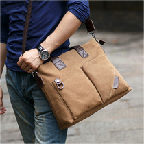 Mens bag Hand bag horizontal business shoulder bag canvas shoulder bag casual briefcase 13 inch computer bag large capacity