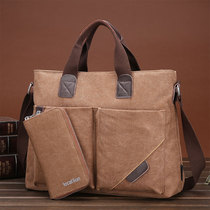 Mens Satchel Business mens bag Crossbody bag Shoulder bag Oblique cross section casual student briefcase Canvas computer bag