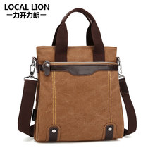 2021 New Mens Handbag Casual Single Shoulder Canvas Backpack Han Version Tide Skew Satchel IPAD Bag Flat Bag