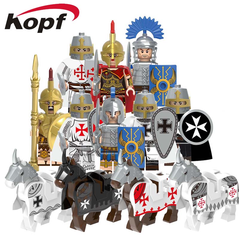 ShinHong X0317 Medieval Teutonic Templar Order of the Holy Sepulchre War Horse Soldier Assembling Building Block Doll Toy