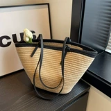 Вместительная и большая плетеная соломенная сумка через плечо, пляжная сумка на одно плечо, в западном стиле