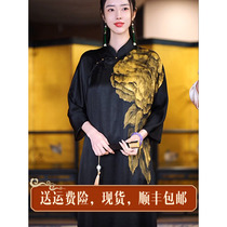 Retro Diary Fall New Product 100 Mulberry Silk New Chinese Style National Wind Dress 23GL228