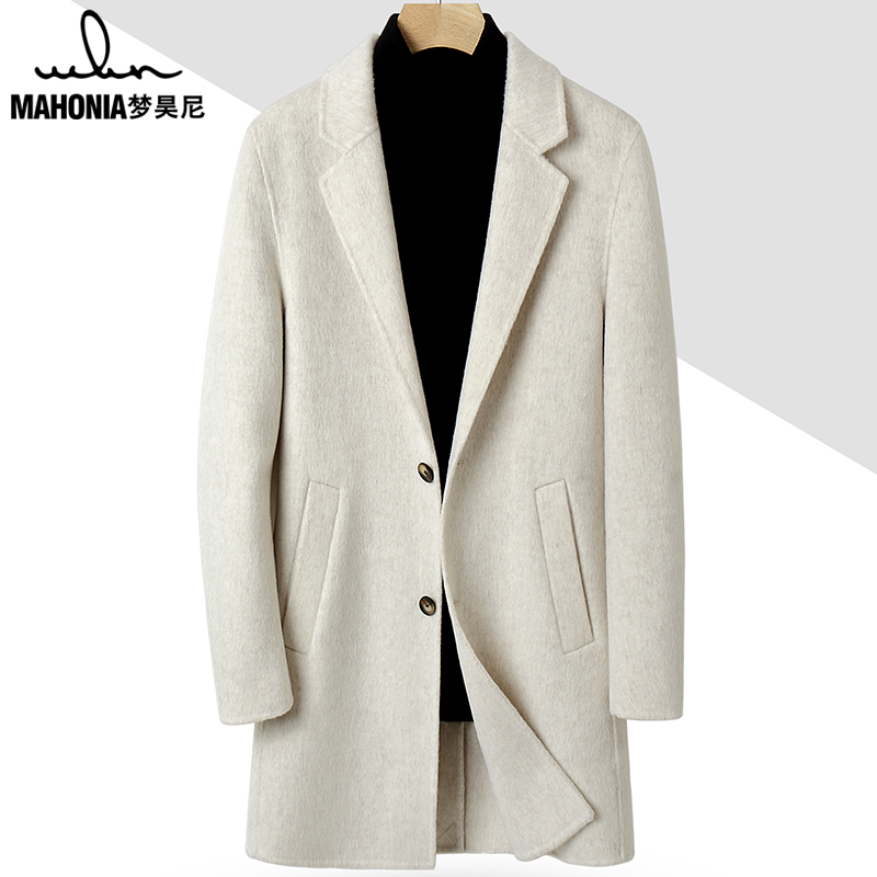 New light luxury double-sided wool coat men's mid-length suit collar double-sided cashmere coat thick windbreaker winter