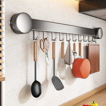 Suction cup kitchen hook hanging rod wall hanging kitchen storage rack hanging spatula spoon cutting board without punching storage rack