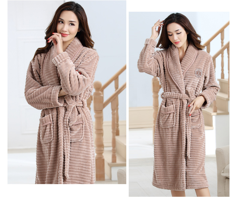 Người yêu mùa đông flannel áo ngủ nam và nữ áo choàng tắm áo choàng lông cừu san hô cộng với phân bón XL đồ ngủ chất béo mm200 kg đồ ngủ hình thú