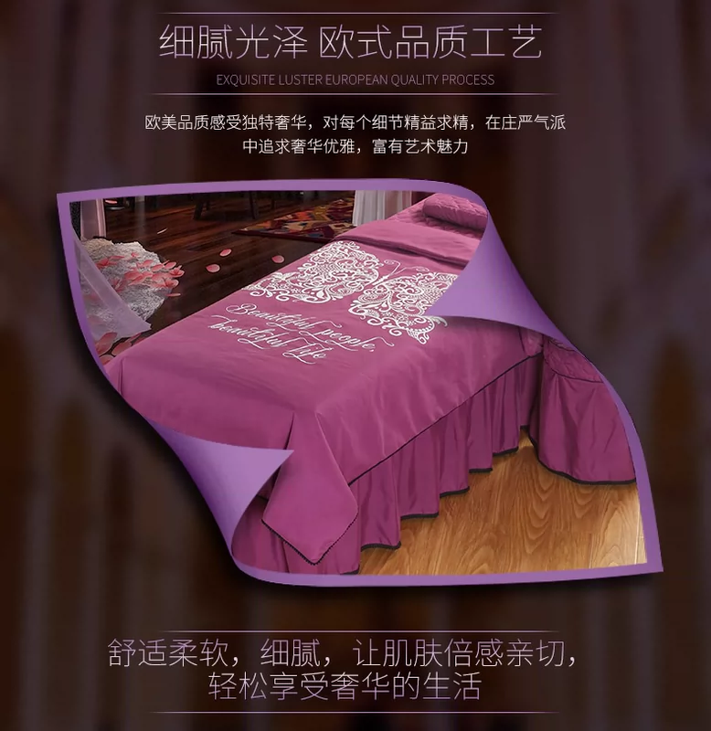 Funxin nhà dệt beauty salon SPA vẻ đẹp trải giường cotton bốn bộ cao cấp giường massage trải giường thân thiện với da trải giường cover