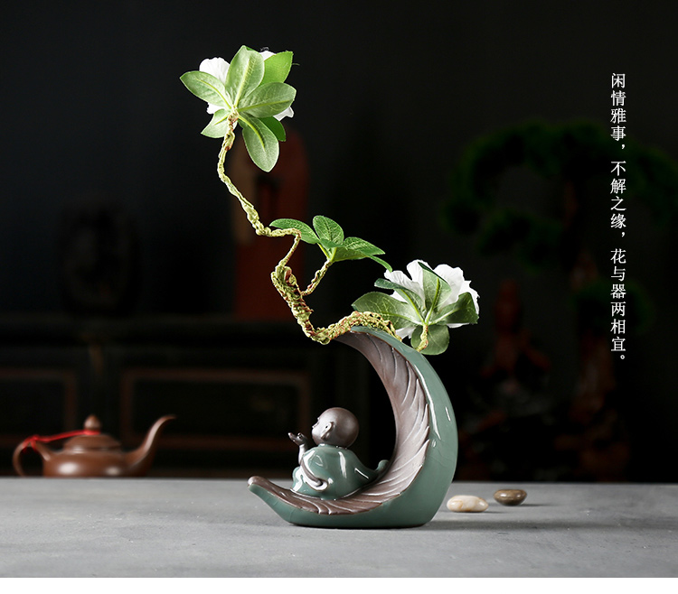 Sáng tạo Trung Quốc Zen Gốm Thủ công mỹ nghệ Trang trí Trang chủ Bàn học Trang trí Little Monk Hoa khô phòng ngủ đẹp đơn giản