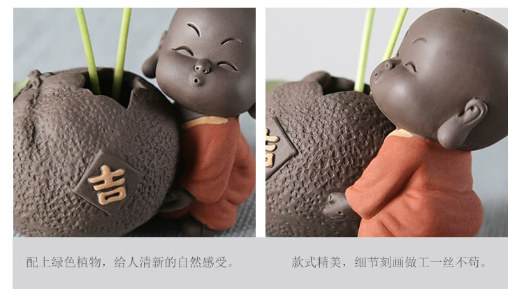 Sáng tạo Zen tím cát nhà nhỏ nhà sư trà trang trí thú cưng hoa nhỏ văn phòng để bàn trang trí văn hóa nước bình cách trang trí phòng khách nhà vuông