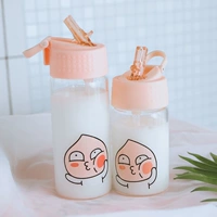 Fart Peach Cartoon Glass Nữ dễ thương Sinh viên Hàn Quốc Cúp sáng tạo Hàn Quốc với Cúp rơm dành cho người lớn - Tách bình giữ nhiệt 500ml