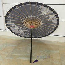 Sword Nets Fluffy Green manual Rain-proof long handle umbrella Retro COS props Decorative Oil Paper Umbrella Vintage Hanfu